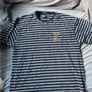 Vintage Tommy Hilfiger Men's Navy Striped Shirt